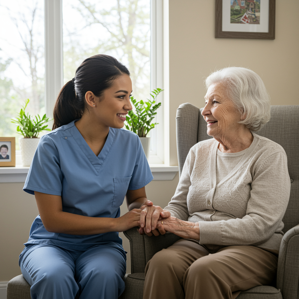 Cottage Home Care caregiver supporting a client in Suffolk, New York