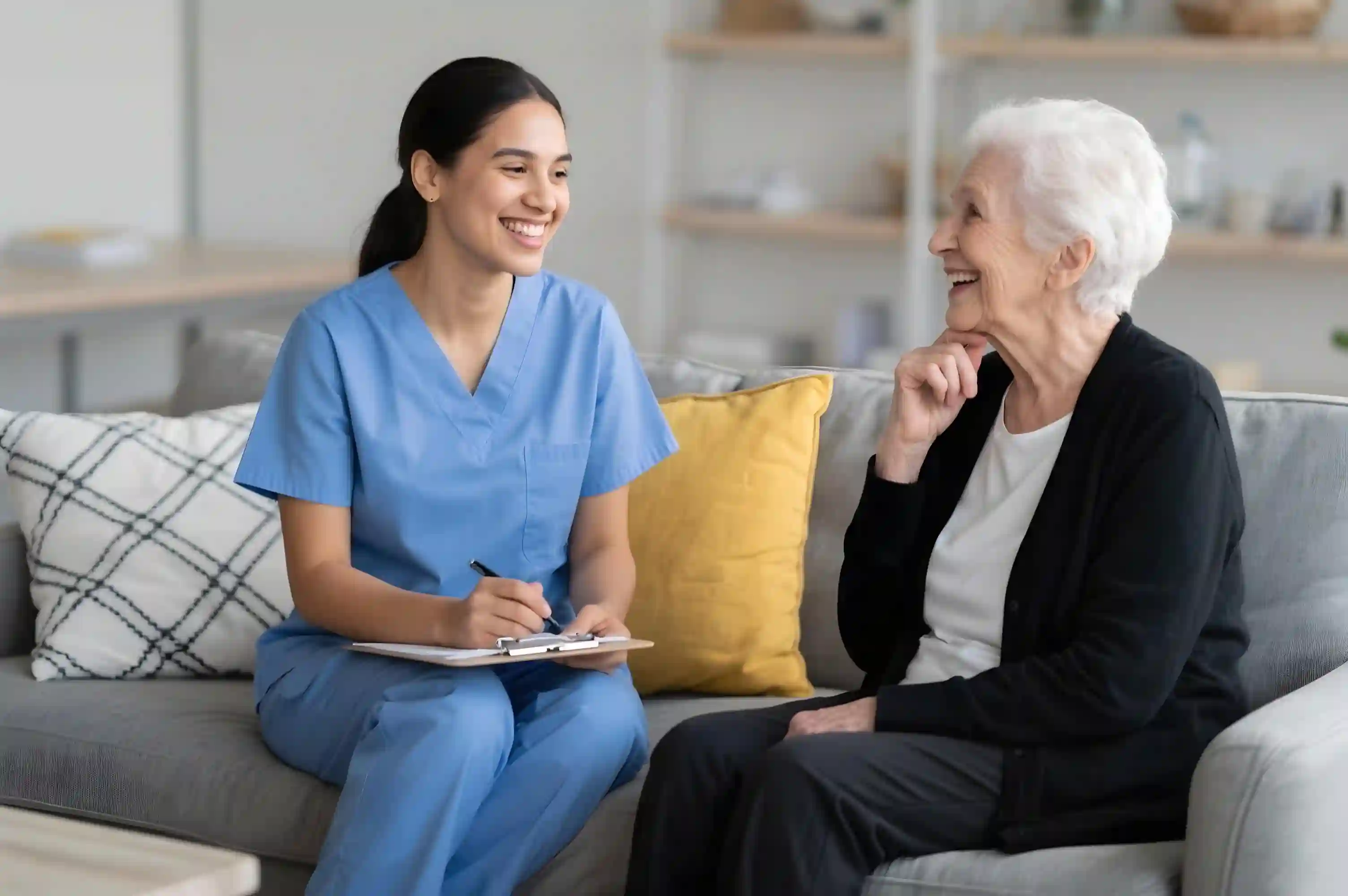 Caregiver providing companion-based home care
