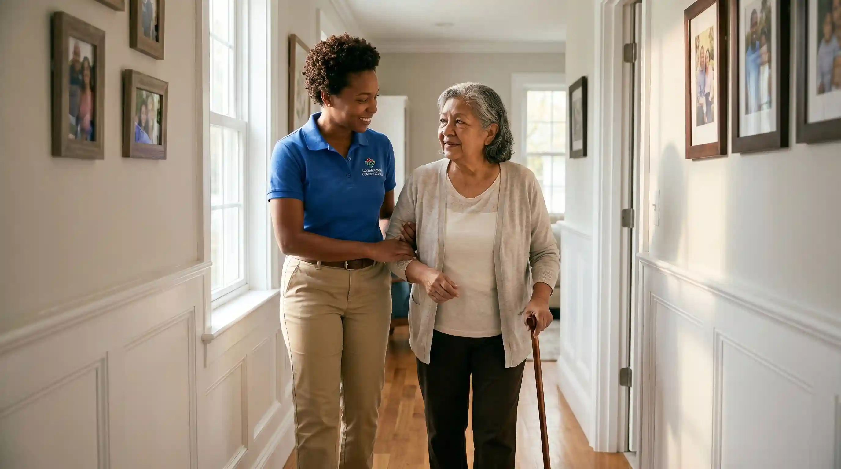 Caregiver with senior client at home