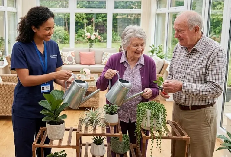 Cottage Home Care caregiver helping a senior woman with medication management at home.