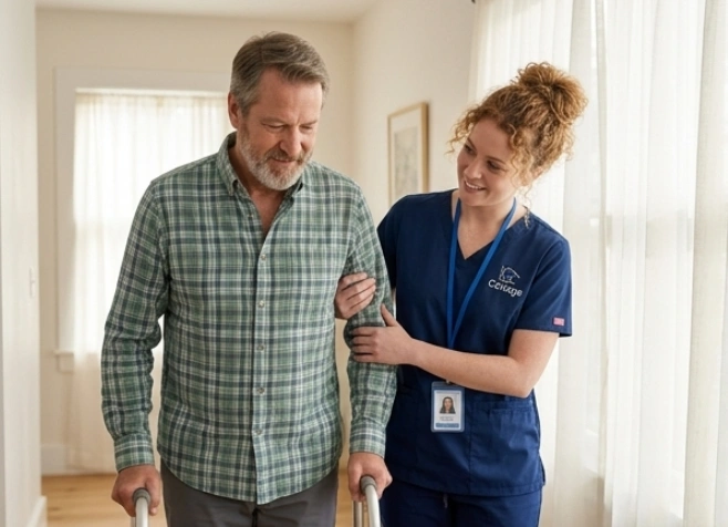 Adult with disability receiving personal care assistance at home in Connecticut